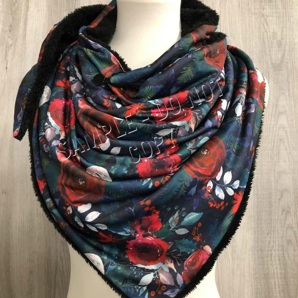 Winter Roses Fleece Wrap Scarf